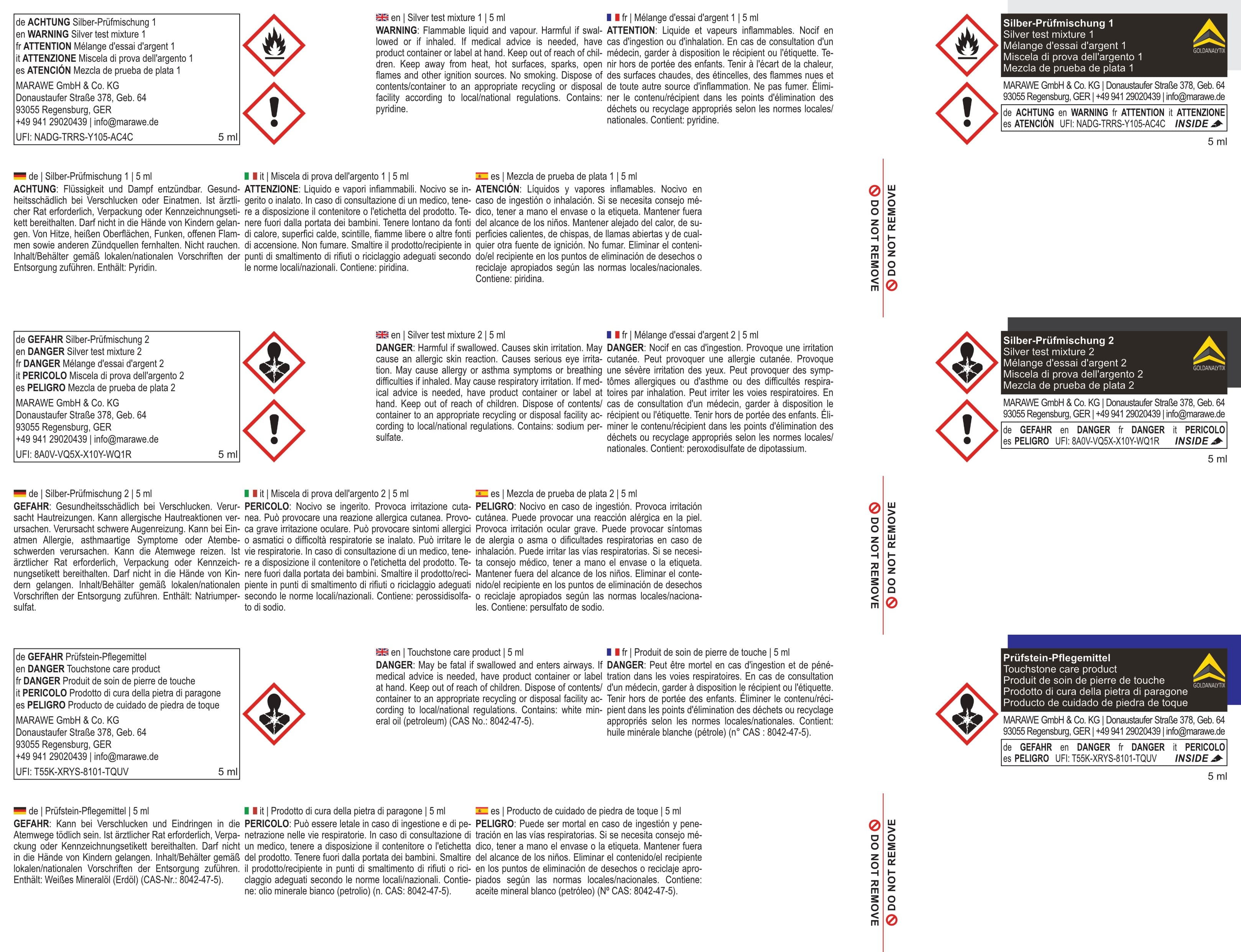 Sicherheitshinweise für Silber-Prüfset